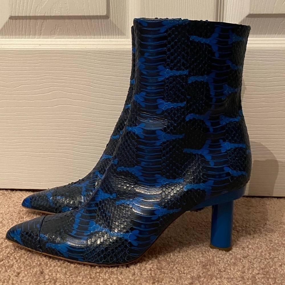 Tibi Blue Snakeskin Gavin Booties - Picture 3 of 6